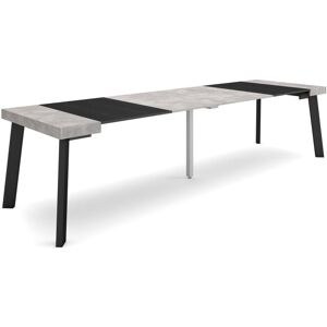 Ausziehbarertisch, Multifunktionaler Ausziehbarer, 300, Für 14 Gäste, Hölzerne Beine, Moderner Stil, Zementgrau - Skraut Home Ausziehbarertisch, Multifunktionaler Ausziehbarer, 300, Für 14 Gäste, Hölzerne Beine, Moderner Stil, Zementgrau - Skraut Home