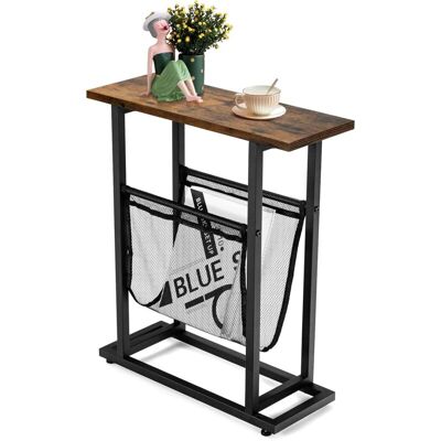 Costway - Industrieller Beistelltisch Schmal, Mit Zeitschriftenhalter & Stahlrahmen, Sofatisch, Teetisch Für Wohnzimmer Schlafzimmer Büro Costway - Industrieller Beistelltisch Schmal, Mit Zeitschriftenhalter & Stahlrahmen, Sofatisch, Teetisch Für Wohnzimmer Schlafzimmer Büro