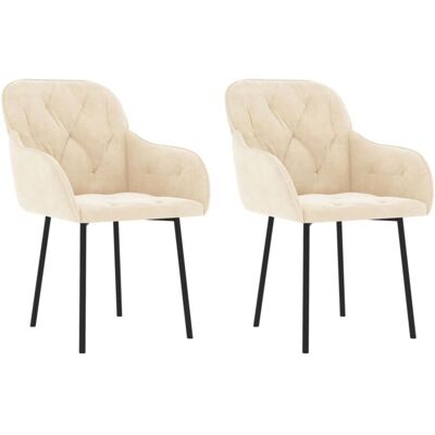 Vidaxl - Creme Velours Esszimmerstühle - 2 Stück Vidaxl - Creme Velours Esszimmerstühle - 2 Stück