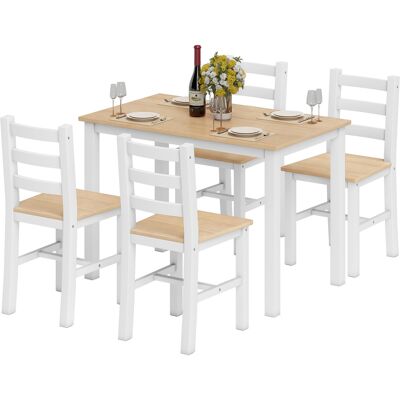 OEM 5-teiliges Essgruppe Für 4 Personen, Landhaus-esstisch Und Stühle Aus Massivholz, Natur/weiß OEM 5-teiliges Essgruppe Für 4 Personen, Landhaus-esstisch Und Stühle Aus Massivholz, Natur/weiß
