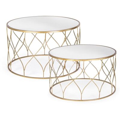 Bizzotto - Set Mit 2 Runden Couchtischen 'elenor' Aus Robustem Stahl Mit Glasplatte Für Den Außenbereich Und Garten Bizzotto - Set Mit 2 Runden Couchtischen 'elenor' Aus Robustem Stahl Mit Glasplatte Für Den Außenbereich Und Garten