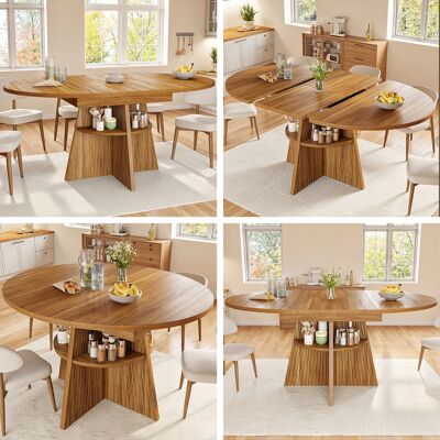SANS MARQUE Ausziehbarer Esstisch – 110x110x76 Cm – 37 Kg – Aus Mdf – Offenes Ablagefach In – Abgerundete Tischecken – Elegante Säulenfüße – Verdickte Tischplatte SANS MARQUE Ausziehbarer Esstisch – 110x110x76 Cm – 37 Kg – Aus Mdf – Offenes Ablagefach In – Abgerundete Tischecken – Elegante Säulenfüße – Verdickte Tischplatte