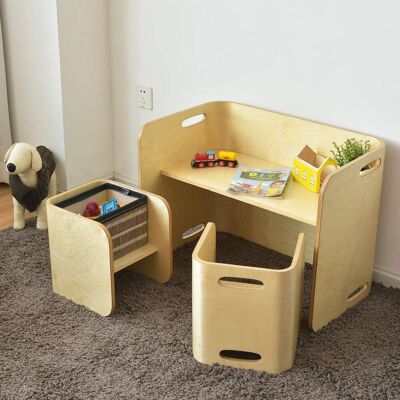 Costway 3tlg. Kindertisch Stühle Set Birke, Kindersitzgrupppe Holz, Kindermoebel Kinder Lerntisch Für Zuhause Schule Kindergarten Costway 3tlg. Kindertisch Stühle Set Birke, Kindersitzgrupppe Holz, Kindermoebel Kinder Lerntisch Für Zuhause Schule Kindergarten