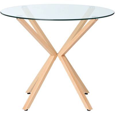 Beliani - Esstisch Sicherheitsglas / Heller Holzfarbton Dia. 90 Cm Für 4 Personen Modernes Stil Wohnzimmer Esszimmer Beliani - Esstisch Sicherheitsglas / Heller Holzfarbton Dia. 90 Cm Für 4 Personen Modernes Stil Wohnzimmer Esszimmer
