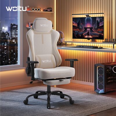 Woltu Gaming Stuhl, Computerstuhl Ergonomischer, Bürostuhl Mit 2d Verstellbaren Armlehnen Taschenfeder-sitz Und Fußstütze, Cremweiß Woltu Gaming Stuhl, Computerstuhl Ergonomischer, Bürostuhl Mit 2d Verstellbaren Armlehnen Taschenfeder-sitz Und Fußstütze, Cremweiß
