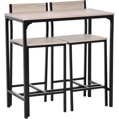 OEM Bartisch Set Bartisch Mit Barhocker-set Esstisch Mit 2 Stühlen Mit Rückenlehne Küchentisch Für Esszimmer, Küche, Naturholz OEM Bartisch Set Bartisch Mit Barhocker-set Esstisch Mit 2 Stühlen Mit Rückenlehne Küchentisch Für Esszimmer, Küche, Naturholz