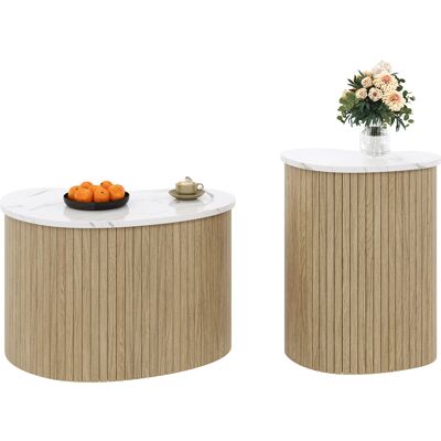 SANS MARQUE Moderner Minimalistischer Couchtisch – 11.7 Kg – Aus Mdf – Geschwungenes Design – Flexibler Stauraum – Kombination Aus Marmor Und Holz SANS MARQUE Moderner Minimalistischer Couchtisch – 11.7 Kg – Aus Mdf – Geschwungenes Design – Flexibler Stauraum – Kombination Aus Marmor Und Holz