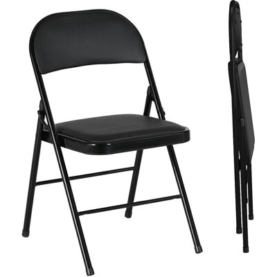 OEM 2er-set Klappstühle, Tragbare Bürostühle, Metallbeine, Faltstuhl Für Büro, Empfang, Wartezimmer, Kunstleder, Schwarz OEM 2er-set Klappstühle, Tragbare Bürostühle, Metallbeine, Faltstuhl Für Büro, Empfang, Wartezimmer, Kunstleder, Schwarz