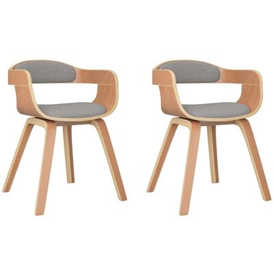 Maisonchic - Gebogene Holz- und Stoffstühle für den Essbereich - 2 Stück - Grau Taupe Maisonchic - Gebogene Holz- und Stoffstühle für den Essbereich - 2 Stück - Grau Taupe