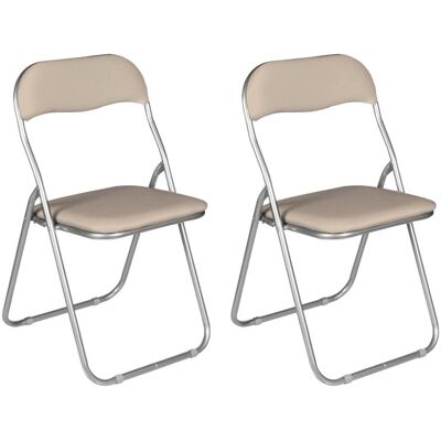 Set Aus Zwei Klappstühlen, Beige Farbe, Maße 43 X 47 X 78 Cm - Dmora Set Aus Zwei Klappstühlen, Beige Farbe, Maße 43 X 47 X 78 Cm - Dmora