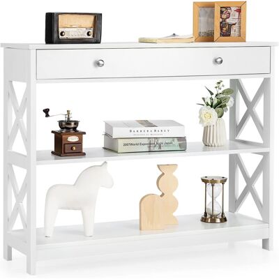 Costway - Konsolentisch 3-Stufig - Weiß - Console Table Costway - Konsolentisch 3-Stufig - Weiß - Console Table