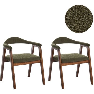 BELIANI Esszimmerstuhl 2er Set Oneco Holz Braun / Grün BELIANI Esszimmerstuhl 2er Set Oneco Holz Braun / Grün