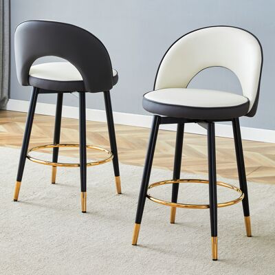 SANS MARQUE 360° Drehbarer Barhocker. Dunkelgraue – 44x44x91,5 Cm – 7.2 Kg – Aus Kunstleder – Barhocker Mit Markanter Durchbrochener Rückenlehne SANS MARQUE 360° Drehbarer Barhocker. Dunkelgraue – 44x44x91,5 Cm – 7.2 Kg – Aus Kunstleder – Barhocker Mit Markanter Durchbrochener Rückenlehne