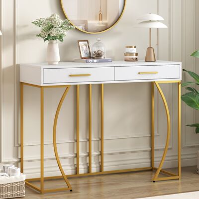 SANS MARQUE Konsolentisch – 110x32x85 Cm – 14 Kg – Aus Mdf – Mit 2 Schublade – Stilvolles Metallgestell, Mdf-tischplatte – Suchen Sie Einen – Metallstreben An Der SANS MARQUE Konsolentisch – 110x32x85 Cm – 14 Kg – Aus Mdf – Mit 2 Schublade – Stilvolles Metallgestell, Mdf-tischplatte – Suchen Sie Einen – Metallstreben An Der