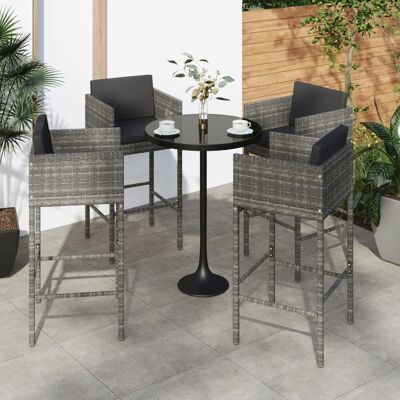 Barhocker 4 Stk. Mit Kissen Grau Poly Rattan - Vidaxl Barhocker 4 Stk. Mit Kissen Grau Poly Rattan - Vidaxl