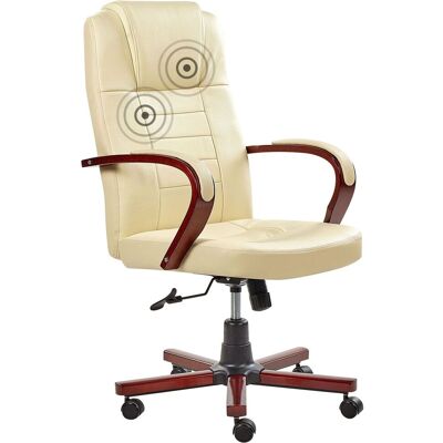 Beliani - Bürostuhl Beige Echtleder Massagefunktion Heizfunktion Höhenverstellbar Büro Arbeitszimmer Modern Beliani - Bürostuhl Beige Echtleder Massagefunktion Heizfunktion Höhenverstellbar Büro Arbeitszimmer Modern