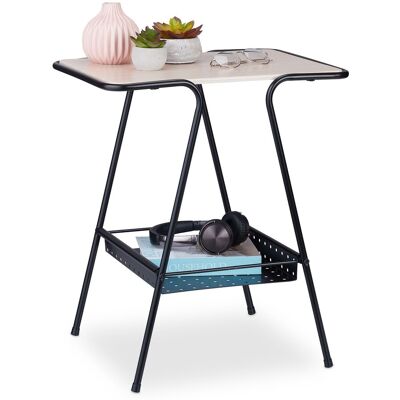 Relaxdays - Beistelltisch Mit Magazinablage, Metall, Mdf, Tischplatte In Holzoptik, Beitisch Hbt 55x45x35cm, Schwarz/natur Relaxdays - Beistelltisch Mit Magazinablage, Metall, Mdf, Tischplatte In Holzoptik, Beitisch Hbt 55x45x35cm, Schwarz/natur