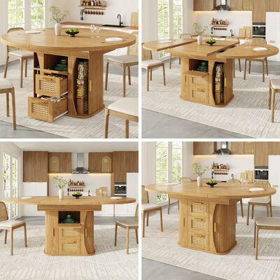SANS MARQUE Ausziehbarer Esstisch – 118x118x77,1 Cm – 51.2 Kg – Aus Mdf – Flexibel Ausziehbare Tischplatte – Integrierter Stauraum Mit – Mit Stauraum SANS MARQUE Ausziehbarer Esstisch – 118x118x77,1 Cm – 51.2 Kg – Aus Mdf – Flexibel Ausziehbare Tischplatte – Integrierter Stauraum Mit – Mit Stauraum