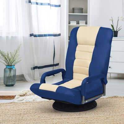 Costway Bodenstuhl 360° Drehbar, Bodensessel Mit 6-fach Verstellbarer Rueckenlehne, Game Sessel Gepolstert, Bodensofa Meditationsstuhl Bis 140kg Belastbar, Lazy Sofa Blau Und Weiss Costway Bodenstuhl 360° Drehbar, Bodensessel Mit 6-fach Verstellbarer Rueckenlehne, Game Sessel Gepolstert, Bodensofa Meditationsstuhl Bis 140kg Belastbar, Lazy Sofa Blau Und Weiss