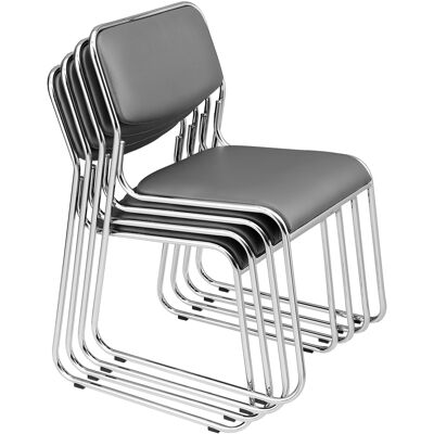 Konferenzstuhl 4er Set Kunstlederbezug Grau [ Pro.tec Konferenzstuhl 4er Set Kunstlederbezug Grau [ Pro.tec