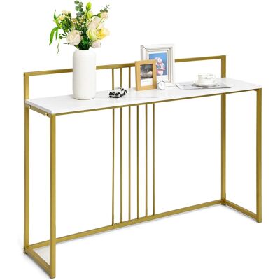 Costway Konsolentisch Holz Mit Marmoroptik, Beistelltisch Mit Goldfarbenem Metallgestell, Flurtisch Modern, 120 X 32,5 X 88cm Costway Konsolentisch Holz Mit Marmoroptik, Beistelltisch Mit Goldfarbenem Metallgestell, Flurtisch Modern, 120 X 32,5 X 88cm