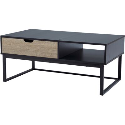 Bryson Zweifarbige Natürliche Holzkornfarbe Mit Manuellem Aufzug Und Unteren Top-kaffeetisch-schreibtisch Mit Offenen Aufbewahrungs- Und Metallbeinen, Schwarz/tan, Vnf-00102 - Teamson Home Bryson Zweifarbige Natürliche Holzkornfarbe Mit Manuellem Aufzug Und Unteren Top-kaffeetisch-schreibtisch Mit Offenen Aufbewahrungs- Und Metallbeinen, Schwarz/tan, Vnf-00102 - Teamson Home