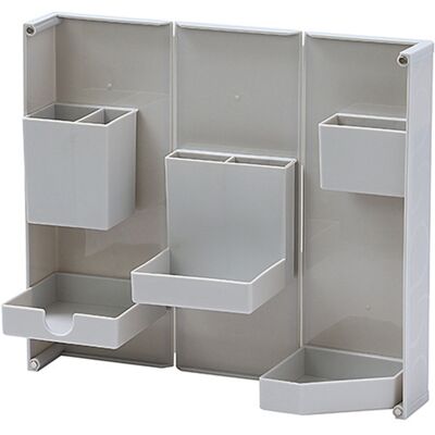 HEAT Faltbare Und Stabile Stiftebox Für Den Schreibtisch, Magnetischer Stiftehalter Aus Grauem Kunststoff HEAT Faltbare Und Stabile Stiftebox Für Den Schreibtisch, Magnetischer Stiftehalter Aus Grauem Kunststoff