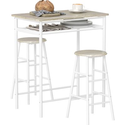 Bartisch Set Bartisch Mit 2 Barhockern Essgruppe Küchentisch Mit Lagerregal Esstisch Für Esszimmer, Küche, Weiß - Homcom Bartisch Set Bartisch Mit 2 Barhockern Essgruppe Küchentisch Mit Lagerregal Esstisch Für Esszimmer, Küche, Weiß - Homcom