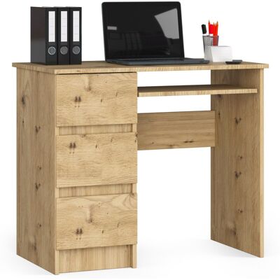 Pc-schreibtisch Akord A6 Links In Der Farbe Eiche Artisan Mit 3 Schubladen Und 1 Ablagen B90 X H77 X T50 Cm Pc-schreibtisch Akord A6 Links In Der Farbe Eiche Artisan Mit 3 Schubladen Und 1 Ablagen B90 X H77 X T50 Cm