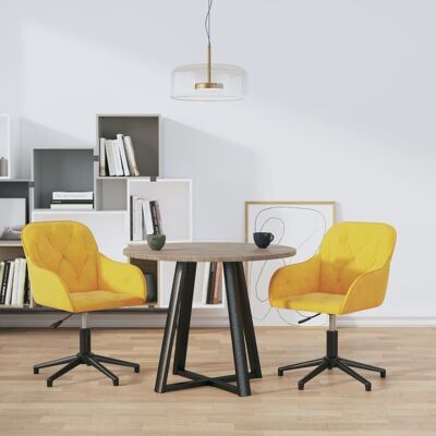 vidaXL 2 Gelbe Samtschwingsessel - Esszimmerstühle vidaXL 2 Gelbe Samtschwingsessel - Esszimmerstühle