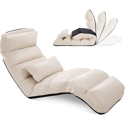 Costway - Bodensessel Klappbar 5-fach Einstellbar Polsterstuhl Klappliege Beige Costway - Bodensessel Klappbar 5-fach Einstellbar Polsterstuhl Klappliege Beige