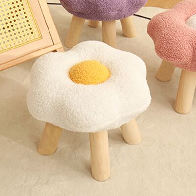 JUTE Blumenförmiger Hocker, Niedriger Hocker Für Drinnen, Sofabank, Wohnzimmerstuhl, Kindersitz, Schuhwechselhocker Fürs Mädchenzimmer, Weißes Sonnenblumenmuster, Höhe 25 Cm JUTE Blumenförmiger Hocker, Niedriger Hocker Für Drinnen, Sofabank, Wohnzimmerstuhl, Kindersitz, Schuhwechselhocker Fürs Mädchenzimmer, Weißes Sonnenblumenmuster, Höhe 25 Cm