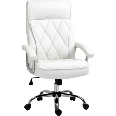 OEM Bürostuhl, Ergonomischer Schreibtischstuhl, Höhenverstellbarer Drehstuhl Mit Wippfunktion, Rautenmuster, Kunstleder, Gepolsterter Chefsessel, Weiß OEM Bürostuhl, Ergonomischer Schreibtischstuhl, Höhenverstellbarer Drehstuhl Mit Wippfunktion, Rautenmuster, Kunstleder, Gepolsterter Chefsessel, Weiß