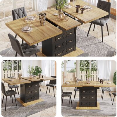 SANS MARQUE Ausziehbarer Esstisch - Holztisch 110-140x80x75 - Für – 110x80x75 Cm – 40.5 Kg – Aus Metall – Produktabmessungen: Der Esstisch – Ästhetischer Reiz SANS MARQUE Ausziehbarer Esstisch - Holztisch 110-140x80x75 - Für – 110x80x75 Cm – 40.5 Kg – Aus Metall – Produktabmessungen: Der Esstisch – Ästhetischer Reiz