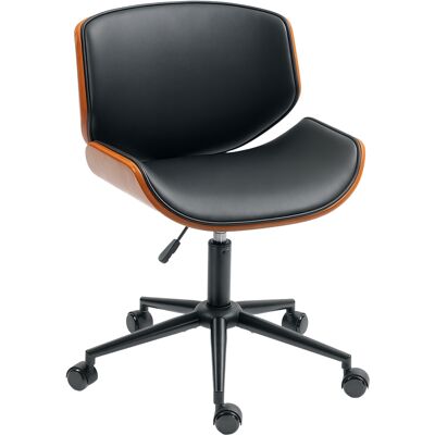 OEM Homeoffice Stuhl Aus Kunstleder Höhenverstellbar Drehstuhl Bis 135 Kg Belastbar 52 X 54 X 74-84 Cm Schwarz+walnussbraun OEM Homeoffice Stuhl Aus Kunstleder Höhenverstellbar Drehstuhl Bis 135 Kg Belastbar 52 X 54 X 74-84 Cm Schwarz+walnussbraun