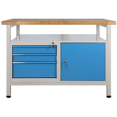 Werkbank Werktisch 1200x600x840 Mm Mit 1 Tür + 3 Schubladen Arbeitstisch - Adb Werkbank Werktisch 1200x600x840 Mm Mit 1 Tür + 3 Schubladen Arbeitstisch - Adb