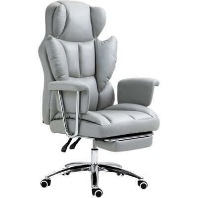 OEM Ergonomischer Bürostuhl, Gepolstert, Mit Fußstütze, Verstellbarer Lehne, 360° Drehbar, Hellgrau OEM Ergonomischer Bürostuhl, Gepolstert, Mit Fußstütze, Verstellbarer Lehne, 360° Drehbar, Hellgrau