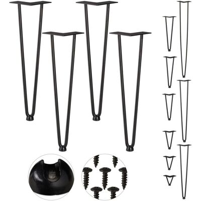 Relaxdays - Hairpin Legs, 4er Set, 2 Streben, Metall, Haarnadel Tischbein Für Hocker, Tisch & Schrank, 45 Cm Hoch, Schwarz Relaxdays - Hairpin Legs, 4er Set, 2 Streben, Metall, Haarnadel Tischbein Für Hocker, Tisch & Schrank, 45 Cm Hoch, Schwarz