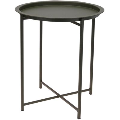 Spetebo - Metall Beistelltisch Grün Klappbar - 41 Cm Ø - Mit Abnehmbarer Tablett Tischplatte Spetebo - Metall Beistelltisch Grün Klappbar - 41 Cm Ø - Mit Abnehmbarer Tablett Tischplatte
