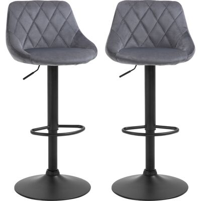OEM 2er-set Barhocker, Höhenverstellbare Barstuhl Mit Lehne, Samtoptik, Metallgestell, Fußstütze, Drehbare, Dunkelgrau OEM 2er-set Barhocker, Höhenverstellbare Barstuhl Mit Lehne, Samtoptik, Metallgestell, Fußstütze, Drehbare, Dunkelgrau