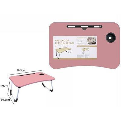 Trade Shop Traesio - Trade Shop - Klappbarer Schreibtisch, Tablett, Couchtisch, Pc-tisch, Schlitz, Tablet, Rosa, Tasse, 71365 - Trade Shop Traesio - Trade Shop - Klappbarer Schreibtisch, Tablett, Couchtisch, Pc-tisch, Schlitz, Tablet, Rosa, Tasse, 71365 -