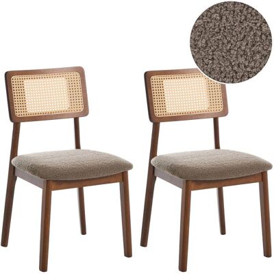 BELIANI Esszimmerstuhl 2er Set Embar Holz Braun / Taupe BELIANI Esszimmerstuhl 2er Set Embar Holz Braun / Taupe