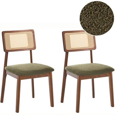 BELIANI Esszimmerstuhl 2er Set Embar Holz Braun / Grün BELIANI Esszimmerstuhl 2er Set Embar Holz Braun / Grün