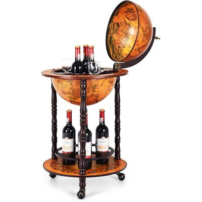 Costway - Weinregal Auf Rollen Globusbar Weltkugel Barwagen Servierwagen , Retro, Globus Bar, 2 Ebenen Hausbar, Holz, Weinstaender, Für Wein, Spirituosen, Getraenke Costway - Weinregal Auf Rollen Globusbar Weltkugel Barwagen Servierwagen , Retro, Globus Bar, 2 Ebenen Hausbar, Holz, Weinstaender, Für Wein, Spirituosen, Getraenke