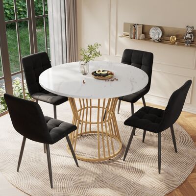 SANS MARQUE Tisch – 15.3 Kg – Aus Mdf – Einzigartiges Design – Multifunktionaler Esstisch – Stabiles Metallgestell – Exquisites Marmormuster – Ob Im Esszimmer SANS MARQUE Tisch – 15.3 Kg – Aus Mdf – Einzigartiges Design – Multifunktionaler Esstisch – Stabiles Metallgestell – Exquisites Marmormuster – Ob Im Esszimmer