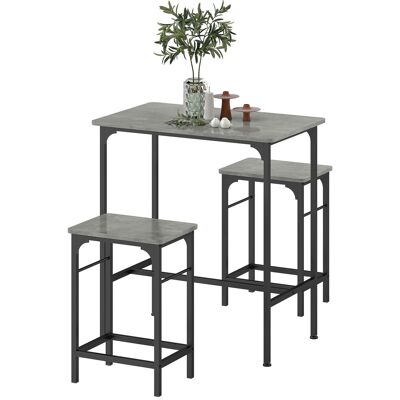 OEM Bartisch Set Bartisch Mit Barhocker-set Esstisch Mit 2 Stühlen Mit Rutschfestem Fußpolster Grau OEM Bartisch Set Bartisch Mit Barhocker-set Esstisch Mit 2 Stühlen Mit Rutschfestem Fußpolster Grau