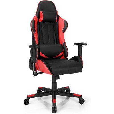 Costway 360˚ Gaming Stuhl, Verstellbarer Neigungswinkel Computerstuhl Racing Style Drehstuhl Mit Kopfstütze & Lendenkisse, Ergonomisch Für Gaming, Zuhause, Büro Rot Costway 360˚ Gaming Stuhl, Verstellbarer Neigungswinkel Computerstuhl Racing Style Drehstuhl Mit Kopfstütze & Lendenkisse, Ergonomisch Für Gaming, Zuhause, Büro Rot
