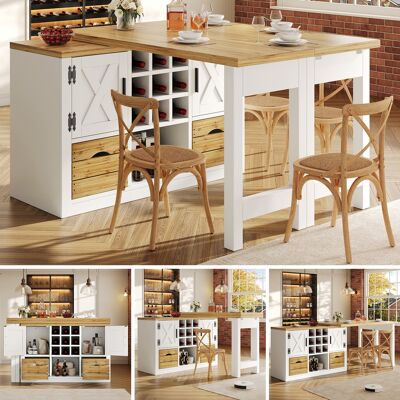 SANS MARQUE Ausziehbarer Kücheninsel-esstisch – 120x40x72 Cm – 50 Kg – Aus Mdf – Exzellente Verarbeitung Und Hochwertige Materialien – Großzügiger SANS MARQUE Ausziehbarer Kücheninsel-esstisch – 120x40x72 Cm – 50 Kg – Aus Mdf – Exzellente Verarbeitung Und Hochwertige Materialien – Großzügiger