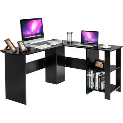 Costway - L-foermiger Computertisch, Eckschreibtisch Mit 2 Offenen Regalboeden Und 2 Kabelführungsloechern Schreibtisch Bürotisch Holz Costway - L-foermiger Computertisch, Eckschreibtisch Mit 2 Offenen Regalboeden Und 2 Kabelführungsloechern Schreibtisch Bürotisch Holz