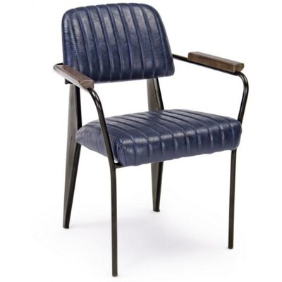 Bizzotto - Schreibtisch 'nelly' Vintage Blau Kunstleder Für Büro Und Lounge, Stuhl Mit Armlehnen Bizzotto - Schreibtisch 'nelly' Vintage Blau Kunstleder Für Büro Und Lounge, Stuhl Mit Armlehnen